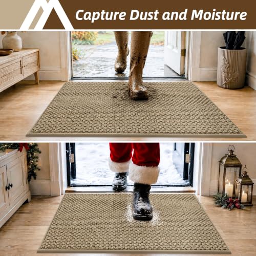Indoor Door Mat Non-Slip Dirt Trapper 20x32 Inches Beige - Rectangular