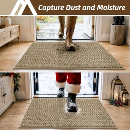 Indoor Door Mat Non-Slip Dirt Trapper 20x32 Inches Beige - Rectangular