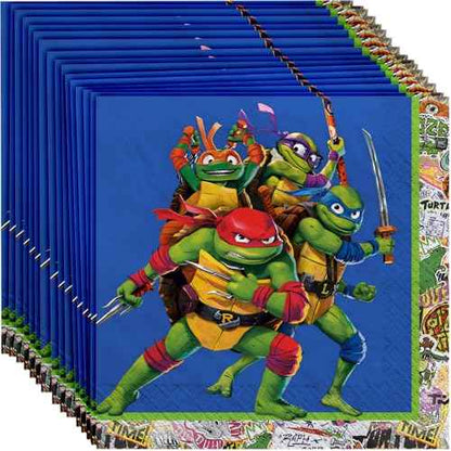 Multicolor TMNT: Mutant Mayhem Luncheon Napkins - 6.5" x 6.5" (Pack of 16) - Fun Design, Premium Quality & Eco-Friendly Material - Perfect for Kids' Party