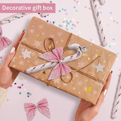Pink Glitter Candy Cane Christmas Decorations - 12 Pcs Holiday Tree Ornaments