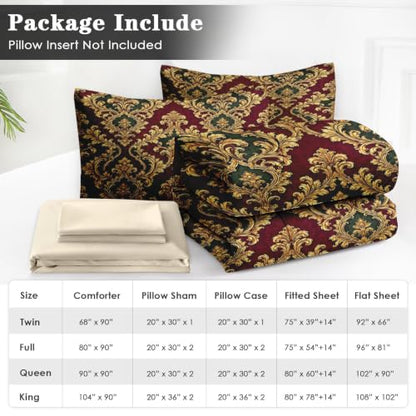 WeCozy Baroque Damask King Size Comforter Set - Victorian Antique Bedding