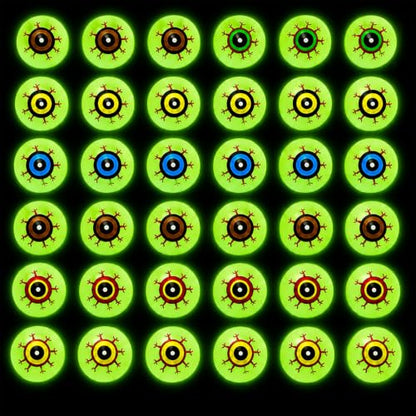 Glow in the Dark Plastic Fake Eyeballs 36-Pack for Halloween Crafts & Pranks