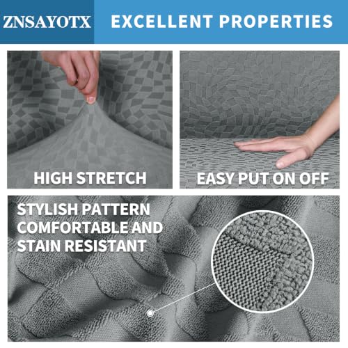 Stretch Dining Chair Seat Covers Set of 2 Light Grey - Washable Parson Chair Protectors with Elastic Bottom