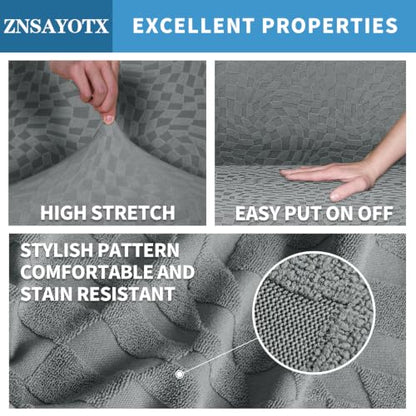 Stretch Dining Chair Seat Covers Set of 2 Light Grey - Washable Parson Chair Protectors with Elastic Bottom