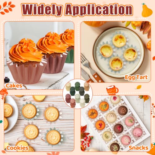 Mini Fall Cupcake Liners 200 Pack - 10 Styles, Dark Colors