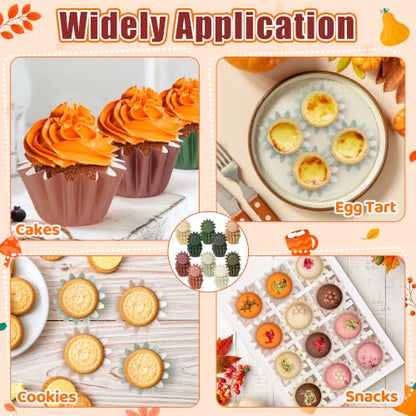Mini Fall Cupcake Liners 200 Pack - 10 Styles, Dark Colors