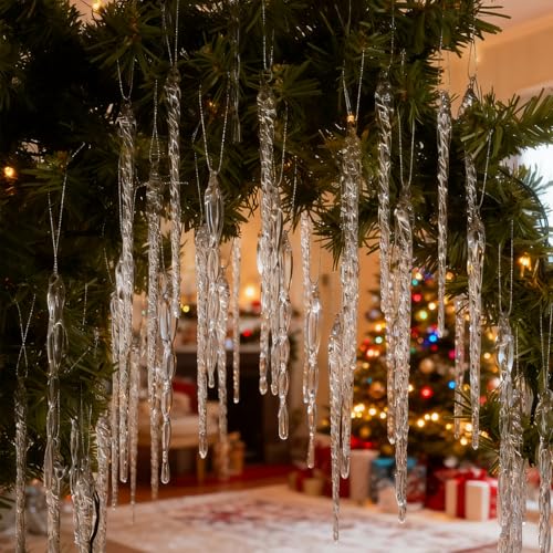 Handmade Clear Glass Icicle Ornaments 100-Piece Set Christmas Tree Decor - Variation of THIS listing