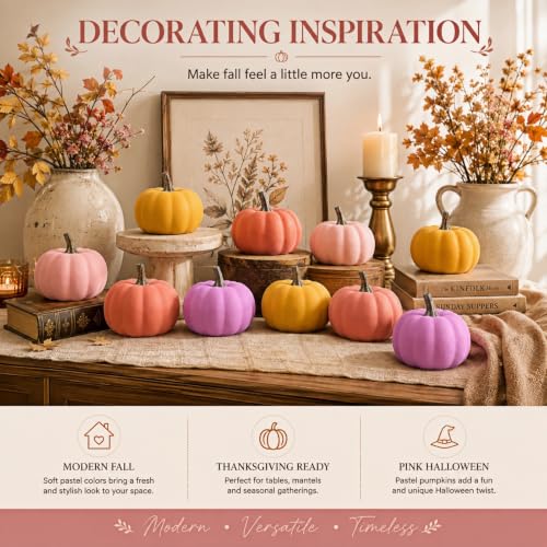 Mini Foam Pumpkins Set - Warm Pastel Fall Decor for Thanksgiving & Halloween - 12 Pieces