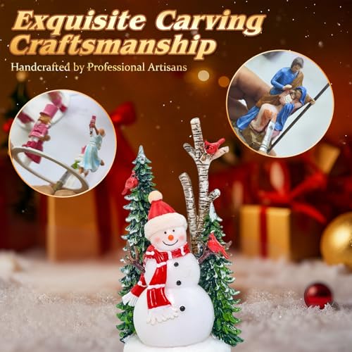 Snowman Snow Globe with Red Cardinal - Musical LED Christmas Decor, 12.99 Inch