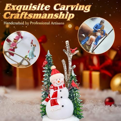 Snowman Snow Globe with Red Cardinal - Musical LED Christmas Decor, 12.99 Inch