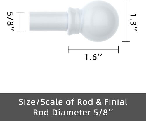 GXOACKJ Decorative Curtain Rods - Heavy Duty Metal, 32-62 Inch, White Finish with Brackets