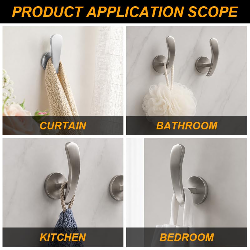 Silver Metal Curtain Holdbacks 2 Pcs - Modern Tieback Hooks for Curtains