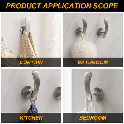 Silver Metal Curtain Holdbacks 2 Pcs - Modern Tieback Hooks for Curtains