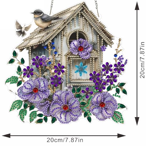 Birdhouse Diamond Art Hanging Kit for Adults - Flower & Bird Design