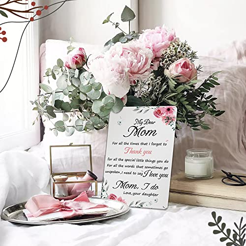 Mother's Day Gift Tin Sign for Mom from Daughter - Pink Flower 12x8 Inches - Grateful Gift for Women - Mom Gifts from Daughters - Mom Gift from Son