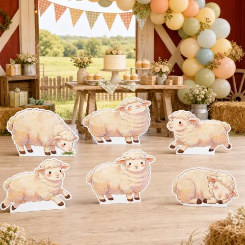 Sleep Cute 6 Pcs Sheep Cardboard Cutouts for Farm Party Decor
