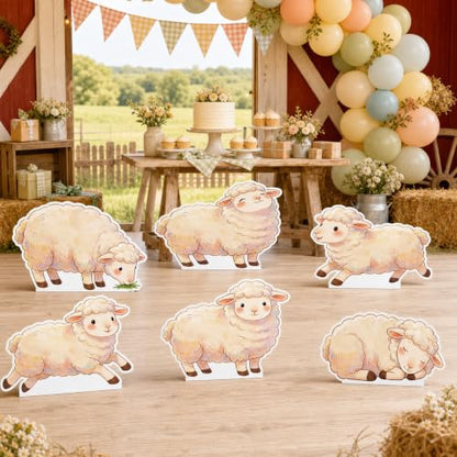 Sleep Cute 6 Pcs Sheep Cardboard Cutouts for Farm Party Decor