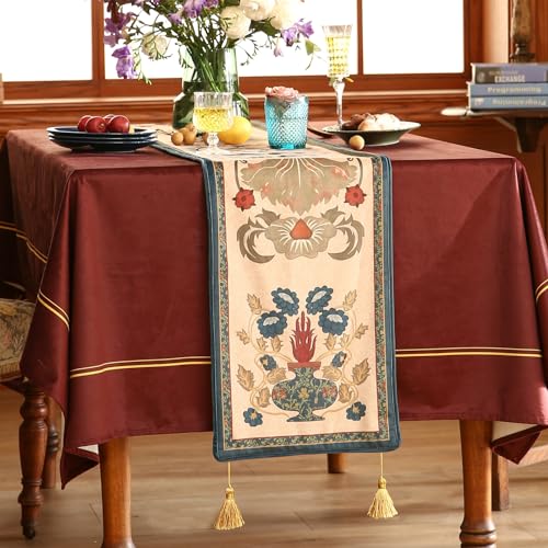 Patdrea Designer Vintage French Velvet Table Runner 12x71 Inches - Herbert E Variation