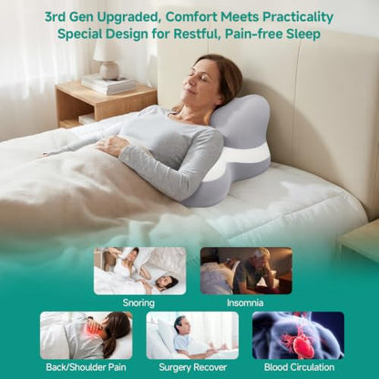 Grey White Wedge Pillow for Sleep Apnea Acid Reflux Snoring - Softgas