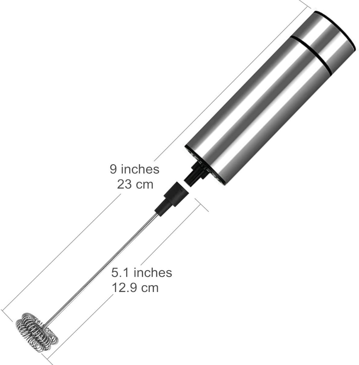 Skiennix Milk Frother - Handheld Battery Operated Coffee Foamer for Lattes & Cappuccinos | Stainless Steel Silver