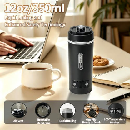 Portable Electric Kettle 304 Stainless Steel 350ml Fast Boil Travel Mug