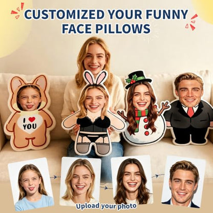 Custom Face Pillow Body Pillow - Personalized Photo Plush Throw