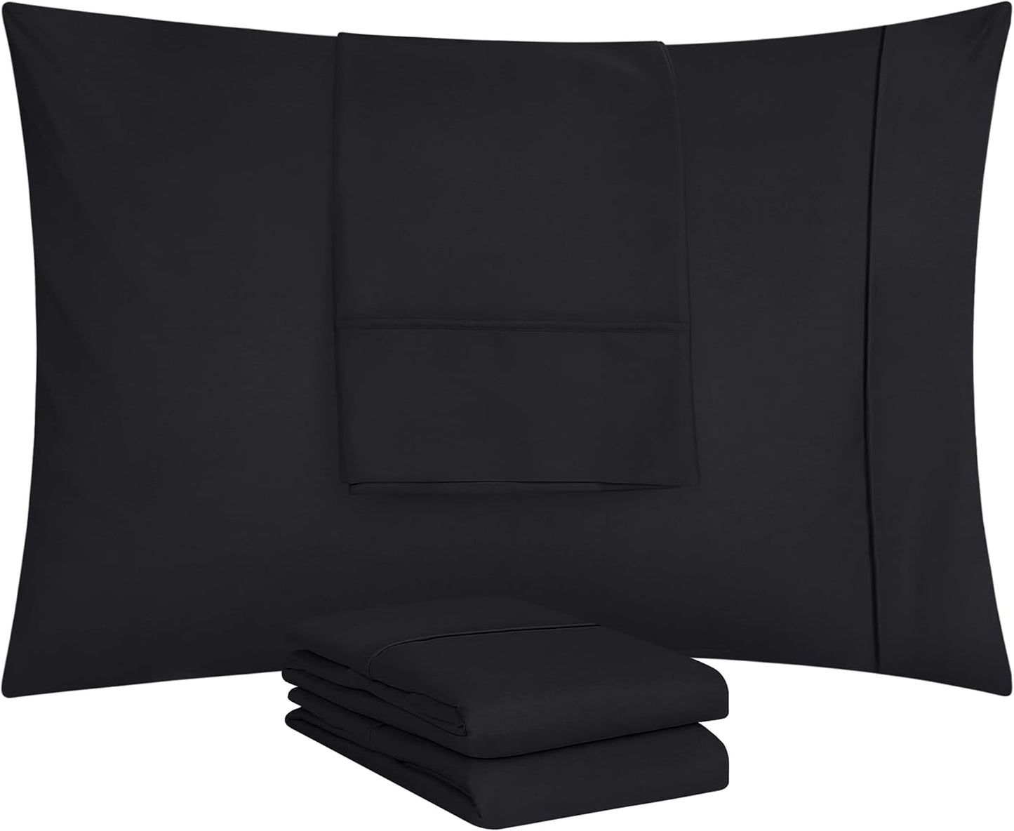 Utopia Bedding King Pillow Cases - 12 Pack Soft Brushed Microfiber - Fade Resistant 20 X 40 Inches | Black