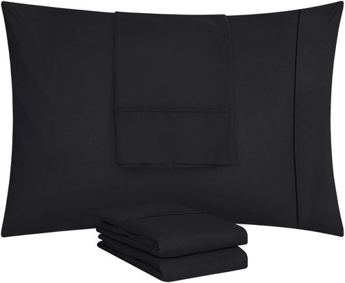 Utopia Bedding King Pillow Cases - 4 Pack - Envelope Closure - Soft Brushed Microfiber Fabric - Shrinkage and Fade Resistant Pillow Covers King Size 20 X 40 Inches (King, Black)