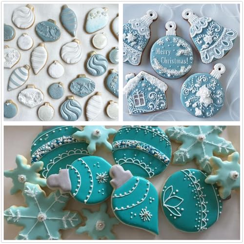 Large Christmas Ornament Cookie Cutters Set - 4Pcs Winter Holiday Shapes - Snow Globe, Round, Teardrop, Finial - Stainless Steel