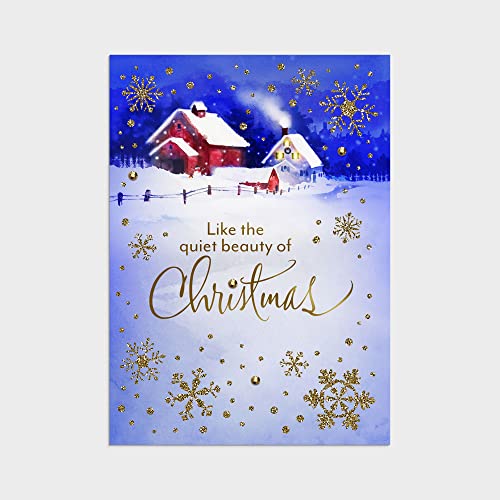 Christmas Greeting Card Set with Scripture - Snowy Scene Dual Pack, 24 Cards & Envelopes
