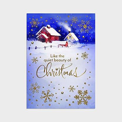 Christmas Greeting Card Set with Scripture - Snowy Scene Dual Pack, 24 Cards & Envelopes