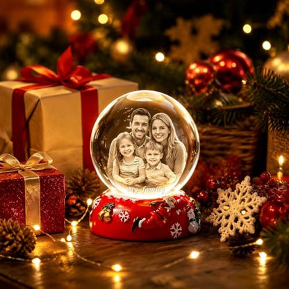 VYP Personalized Snow Globe with Photo & Christmas Base - Custom Gift