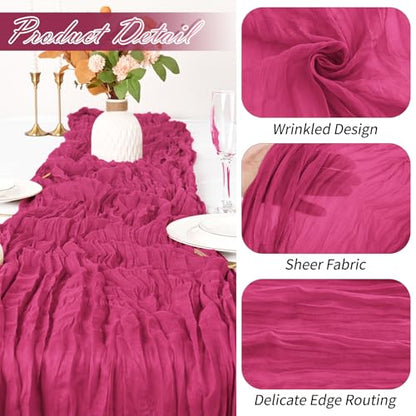 30 Pack Hot Pink Cheesecloth Table Runner 17 x 108 Inches Rustic Wedding Decor