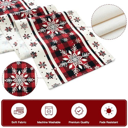 Artscope Snowflakes Christmas Table Runner Red 13x120 Inch - Holiday Decor