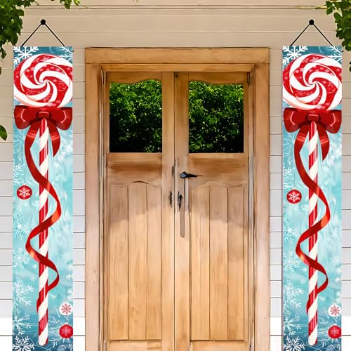 Door Hanging Banner with Candy Cane and Snowflake Design – 71 x 12 in, 01 Variation
