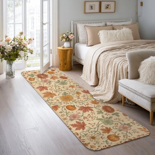 Orange Fall Pumpkin Leaf Runner Rug 2x8 Ft Non-Slip Home Floor Decor