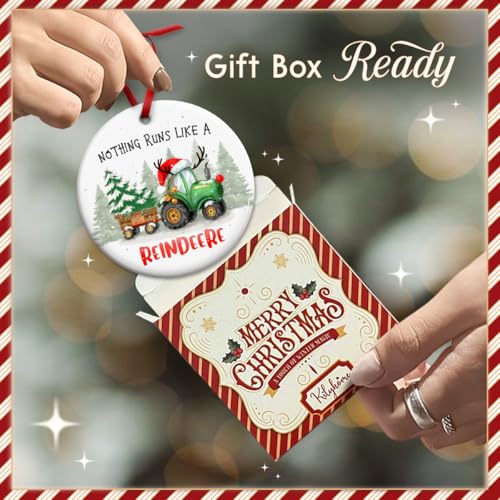 Funny Tractor Reindeer Christmas Ornament - Rustic Farmhouse Holiday Decor
