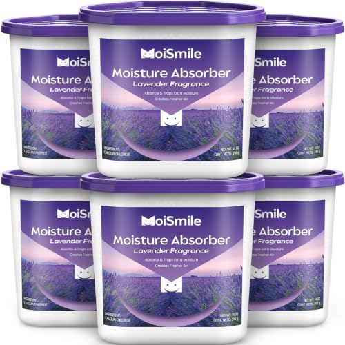 Lavender Scent Moisture Absorber Buckets 6 Pack, 14 oz Each, Humidity Control