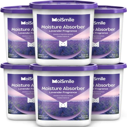 Lavender Scent Moisture Absorber Buckets 6 Pack, 14 oz Each, Humidity Control