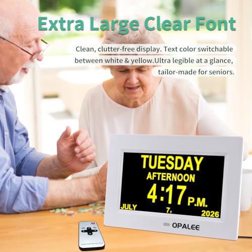 Senior Reminder Clock with Remote Control 7 Inch Large Font Digital Wall & Desk Mount - Variation of THIS listing