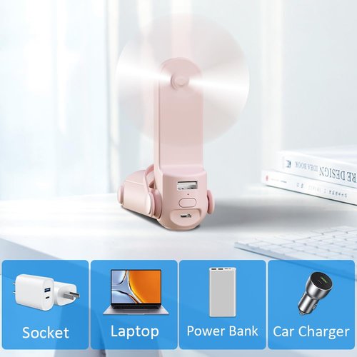 LifePlus Portable Fan Handheld Fan Personal Fan USB Rechargeable Small Pocket Fan Speed Adjustable Flashlight, for Travel/Summer/Concerts/Lash