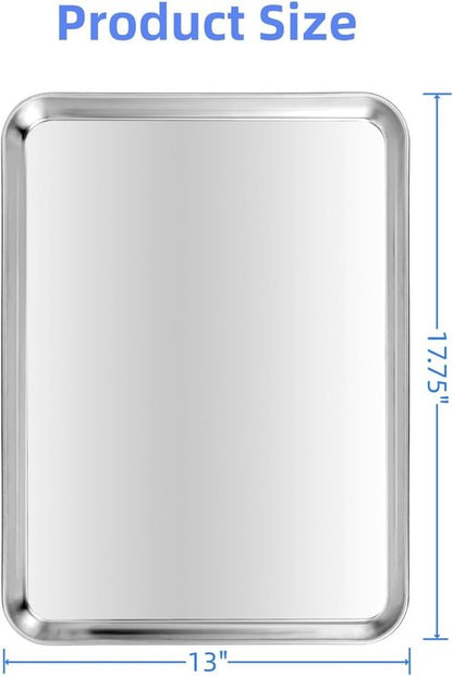 Aluminium Alloy Baking Sheets - Heavy-Duty Cookie Pans | 2 Pack, 17.75 x 13 x 1.18 Inches