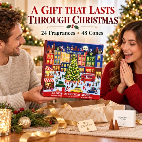 Incense Cones Advent Calendar 2026 – 24 Festive Christmas Scents, Natural Slow Burn