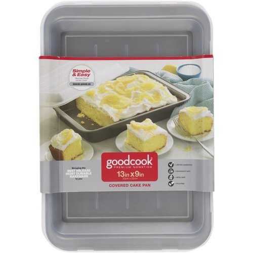 GoodCook Nonstick Steel Oblong Pan with Lid - 9" x 13" - Durable Gray Design