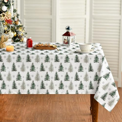 Christmas Tablecloth 60 x 84 Inch Rectangular Pine Green Holiday Decor