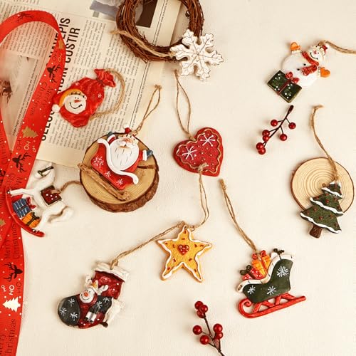 Snowflake Resin Christmas Tree Ornament 6x6cm - Snowman, Sled, Sock DIY Decor