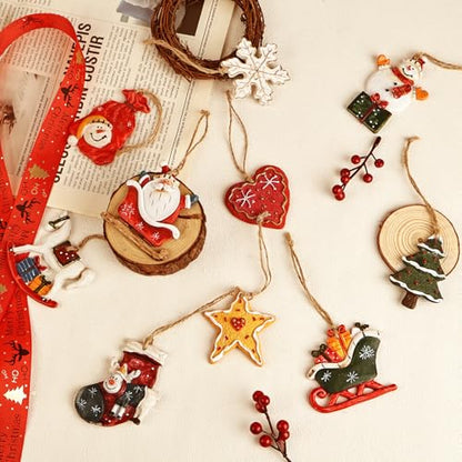 Snowflake Resin Christmas Tree Ornament 6x6cm - Snowman, Sled, Sock DIY Decor