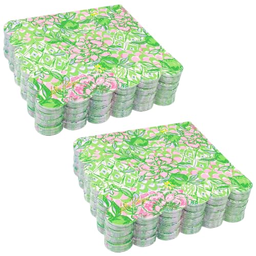 80 Lime Green Cocktail Napkins with Gold Foil Logo - Elegant Party Supplies
