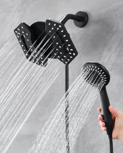 INAVAMZ 2-in-1 High Pressure Shower Head with Handheld, Large Black