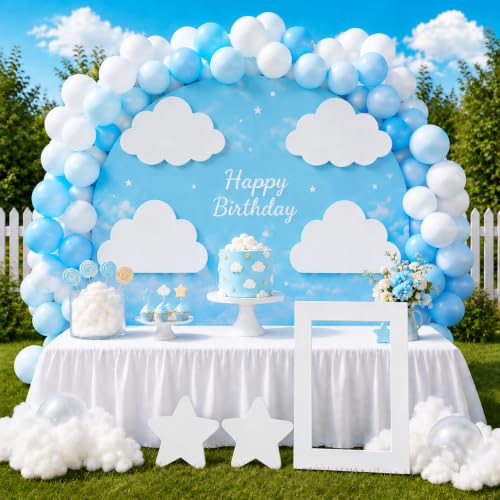 7Pcs White Cloud Standups for Baby Shower & Sky Theme Birthday with Support Stands - Cloud Decoration Set